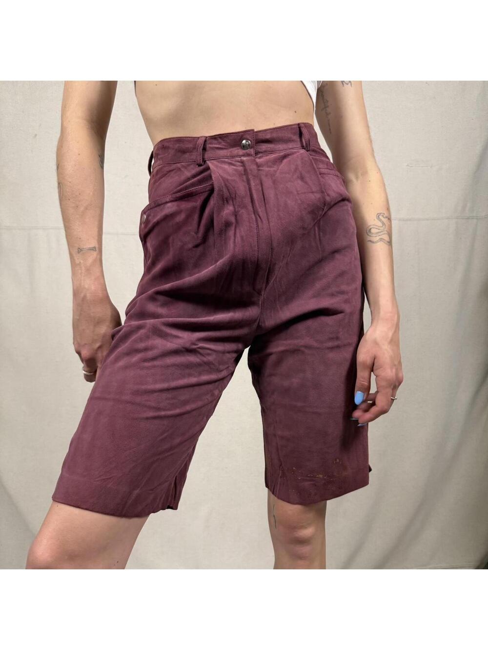 Vintage Trussardi Made in Italy Suede Shorts – Plum Purple – Size 42
